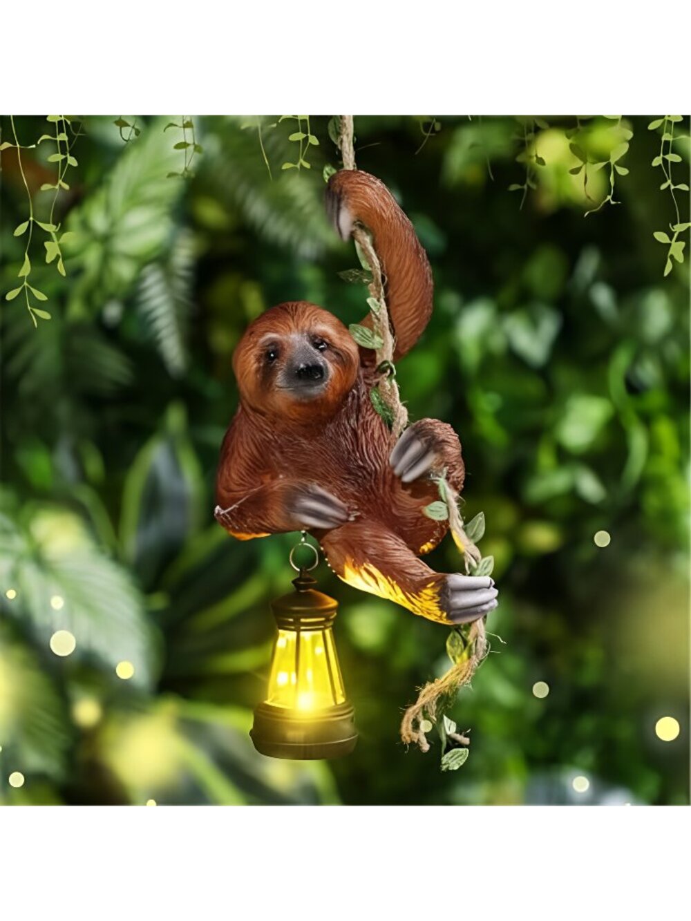 Mudder Solar Light Sloth Garden Statues 7.5'' Resin Hanging Figurine Climbing